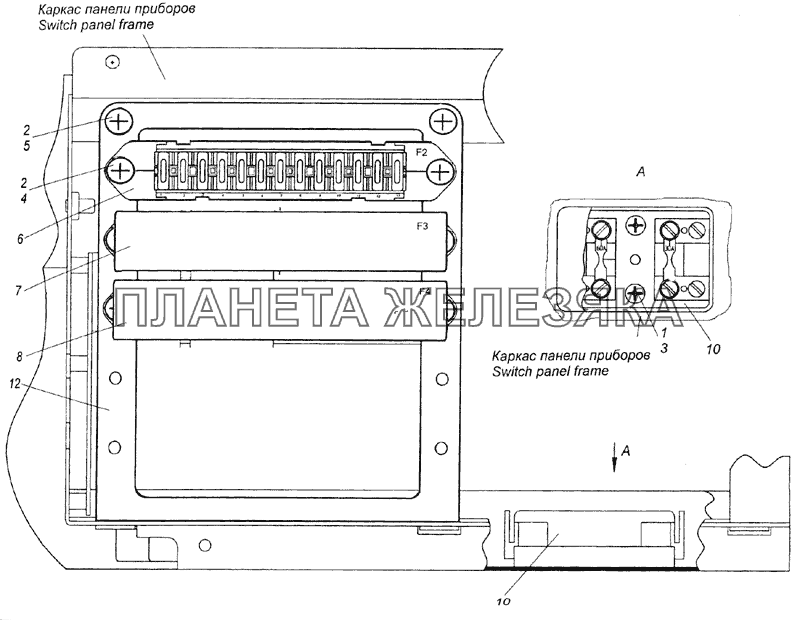 4308-3722001-30 Установка предохранителей КамАЗ-6520 (Euro-2, 3)